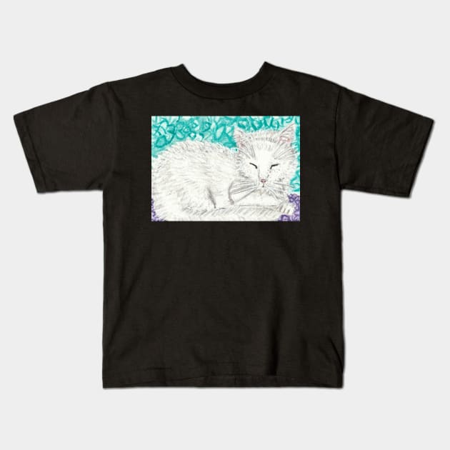 White cat watercolor painting Kids T-Shirt by SamsArtworks